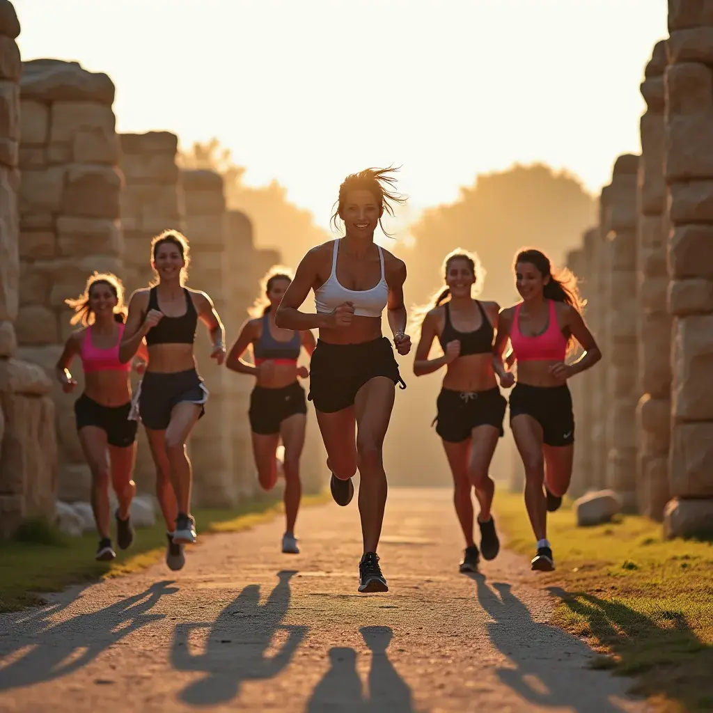 Entrenador animando a los participantes mientras realizan flexiones.