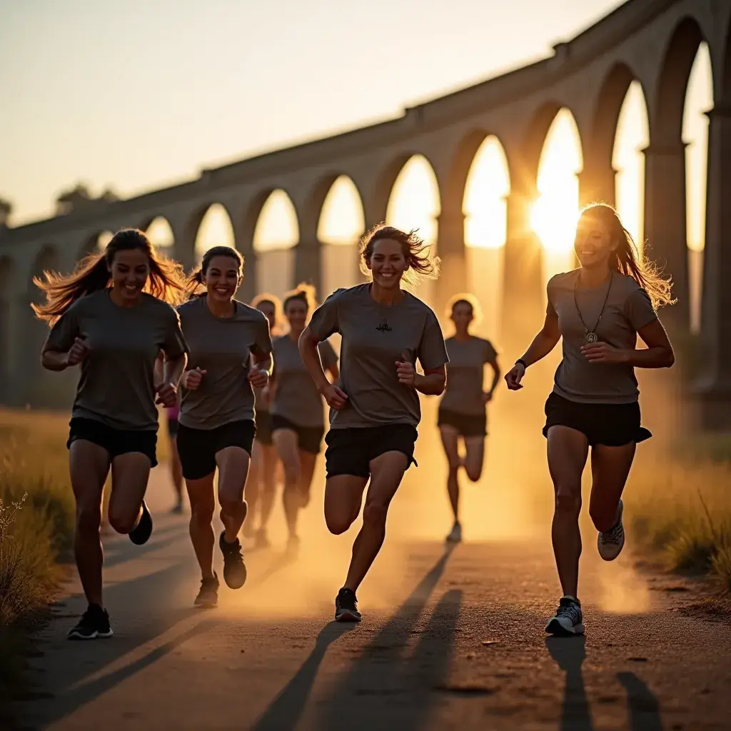 Participantes riendo y disfrutando mientras hacen ejercicios de grupo.